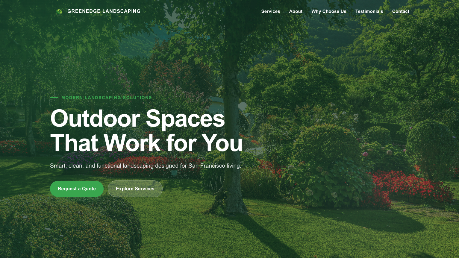 landscaping business website design example – Greenedge Landscaping